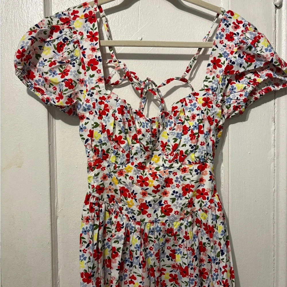 ASOS Floral Maxi Dress - Red and White